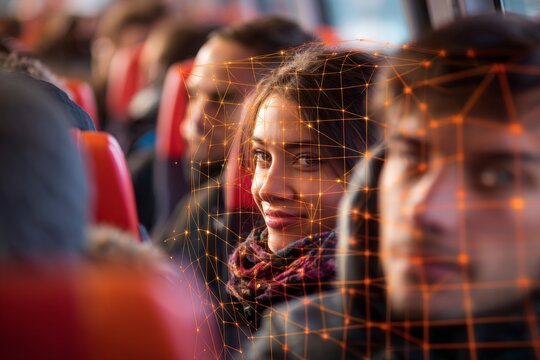 Digital pathways: a woman's journey through urban safety grids. Urban safety tips. Guarding against the unknown: effective safety tactics for travelers. Travel safety tips. Urban travel dangers. - Powered by Adobe