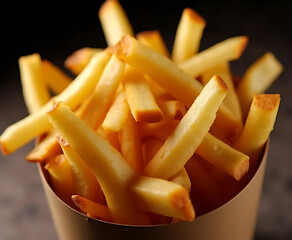 Beyond a snack: a vibrant, textural landscape of sun-kissed potato sticks, exuding an inviting aroma. Capturing the essence of casual indulgence and pure satisfaction.