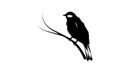 Black Solitaire bird, black isolated silhouette