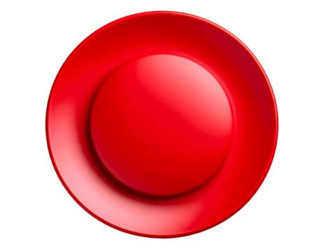 A vibrant red circular dish showcases its glossy and elegant concentric design