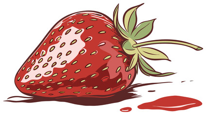 Digital oil-paint strawberry with rich red tones and glossy highlights, blank background.

