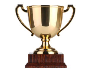 A gleaming golden trophy stands proudly, symbolizing ultimate achievement and success.