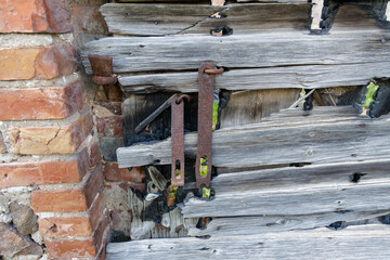 Rustic Wooden and Brick Wall Detail