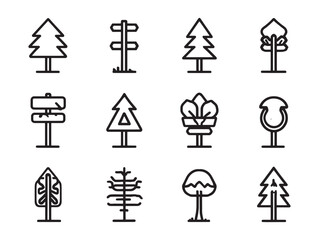 Simple elegant Forest Trail Sign drawing