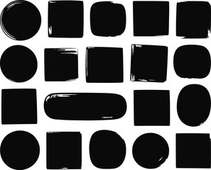 Collection of Distressed Shapes Vector Black Silhouettes for Design, Brush Stroke Edges for Vintage & Grunge Effects