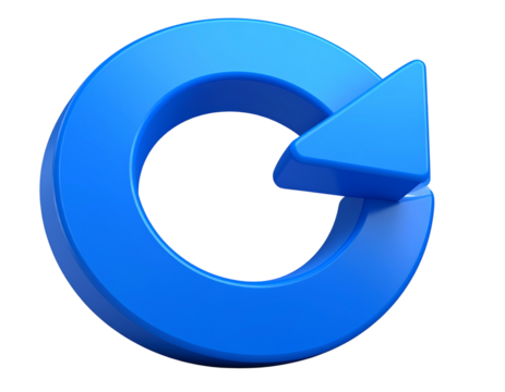 Redo Icon with Arrow and Circular Motion, 3D Style, Isolated on Transparent Background PNG
