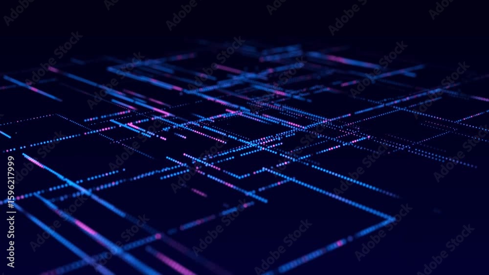 Aufkleber digital blue background of particles. abstract futuristic illustration. big data visualization. tech