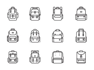 Stylish backpack line art illustration for branding use
