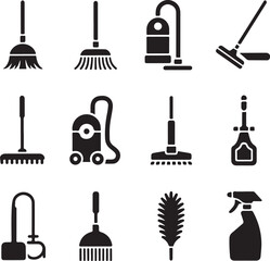 House cleaning icons set illustration vector .