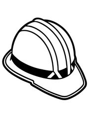 Fototapeta premium Hard hat in black and white illustration for safety measures on a transparent background