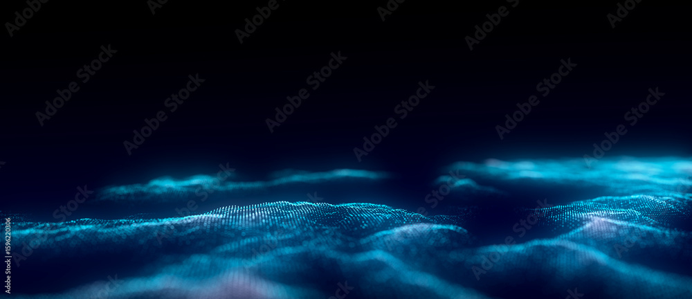 Aufkleber dynamic blue wave of particles and lines. abstract futuristic background. big data visualization. 3d
