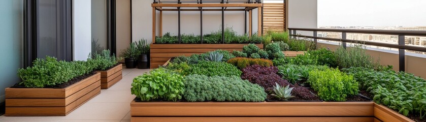 Urban Balcony Oasis Lush Raised Garden Beds and Greenhouse, plants, garden design