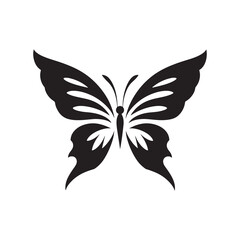 Obraz premium Butterfly Silhouette Vector Black and White Symmetrical Insect Illustration