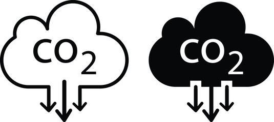 Low carbon dioxide icon. CO2 reduction vector icon design. Reduce carbon dioxide co2 icon Outline sign
