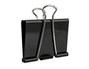 A sturdy black binder clip with bright metal handles stands tall, ready for document management.