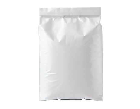 Sealed white fertilizer bag isolated on white background