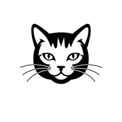 Stylized black and white illustration of a cat face silhouette