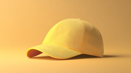 Fototapeta premium Yellow baseball cap mockup blank isolated background summer sport fashion accessory headwear template design
