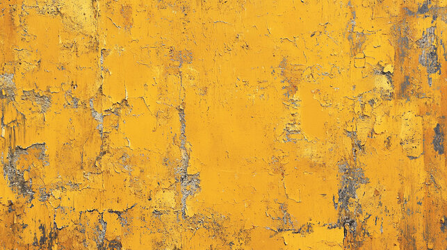 Weathered yellow paint texture old wall surface background distressed aged grunge peeling