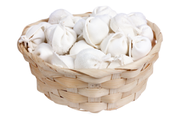 Basket of white dumplings.