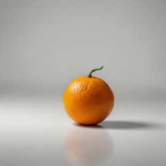 Photo of a single ripe orange isolated on white background shows its vibrant color