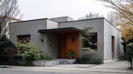 Contemporary Minimal House with Warm Wood Entrance / 暖かみのある木の玄関を備えたミニマルな現代住宅