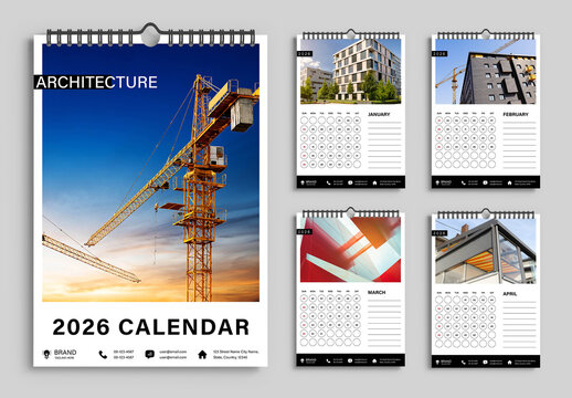Modern Architecture Agency Wall Calendar Design Template
