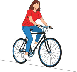 Obraz premium A stylized illustration of a woman riding a bicycle.