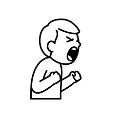 Angry boy shouting icon on transparent background