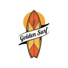 elegant logo of a surfboard company logo 