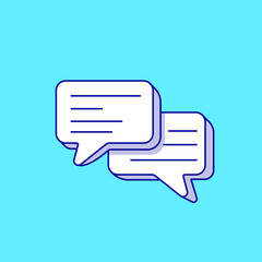 Fototapeta premium Flat design illustration of two overlapping speech bubbles symbolizing digital conversation, communication, and social interaction in a modern graphic style.