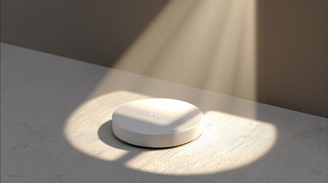 Minimalist White Object Lit by A Sunbeam on A Neutral Background, Modern Concept