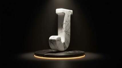 Elegant Marble Letter J: 3D Animated Alphabet Reveal. - Powered by Adobe