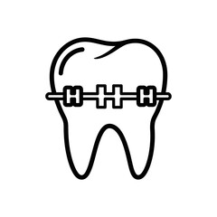 Obraz premium Dental Health Concept Icon Featuring Braces on Tooth 