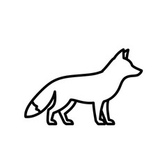 Fototapeta premium Vector fox silhouette walking in line art style 