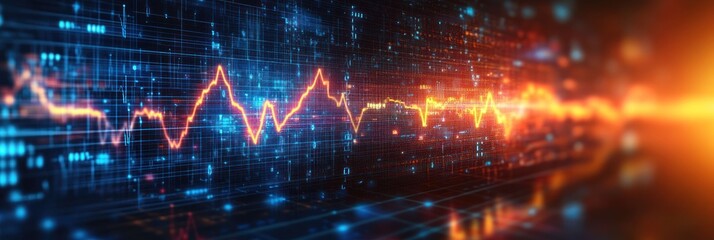 Abstract glowing chart on digital background