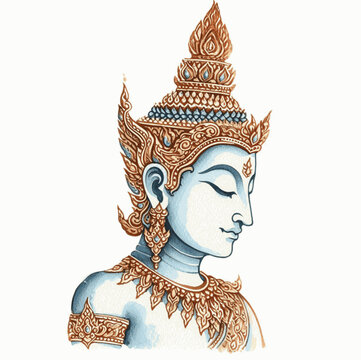 Wai of Light: Thai angels isolated watercolor vector illustration svg