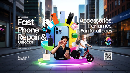 mobile shop banner stock photos