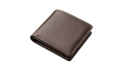 Brown Leather Wallet Isolated on Transparent Background