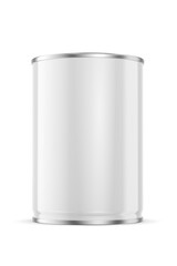 Clean tin can diameter 65mm isolated. 3D rendering illustration. Transparent PNG image.