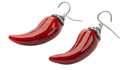 Stylish chili pepper earrings fashion accessory on white background