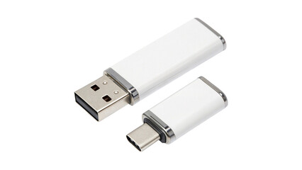 Dual USB Flash Drives Isolated on Transparent Background