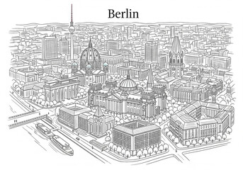 Berlin (Berlin) in Germany one line drawing style	
