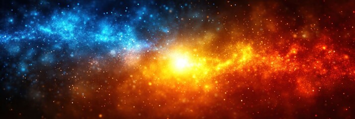 Naklejka premium Cosmic nebula with vibrant blue and orange hues