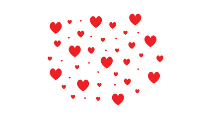Valentine's Red Heart Outline Pattern On White Background