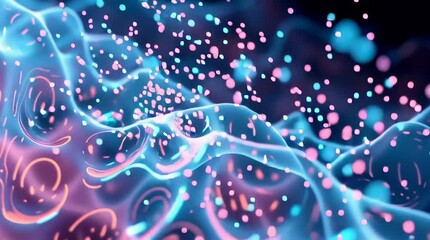 Digital Data Flow: A mesmerizing visualization of interconnected data streams, with radiant colors dancing across a dark, ethereal landscape.