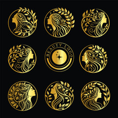 Golden Beauty and Nature Logos