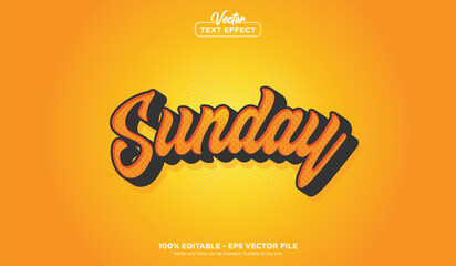 Sunday text effect, minimalistic style EPS Vector editable text effect.