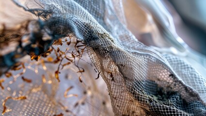 Fine Mesh Tea Bag Surface with Visible Fibers and Tea Dust background