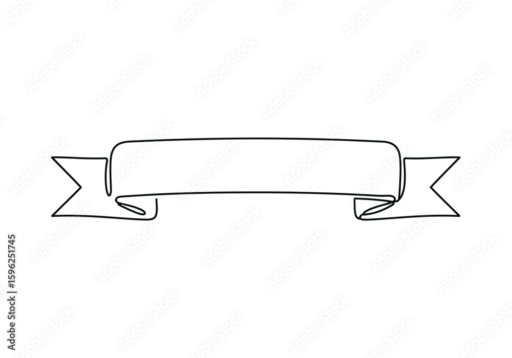 Fototapete banner ribbon drawing. it is a black and white outline image of a classic banner or ribbon, perfect 